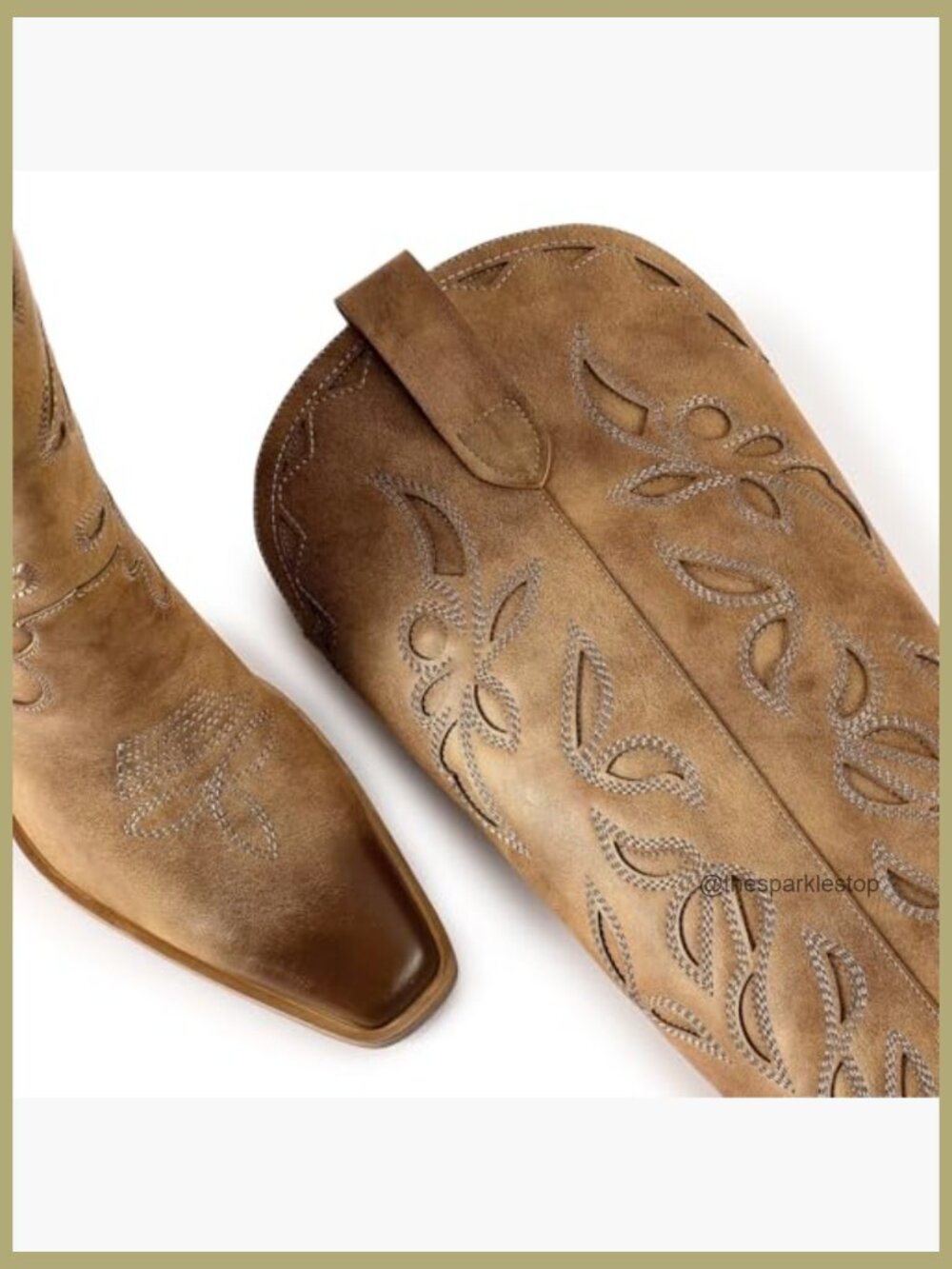 Knee High Cowboy Cowgirl Boots with Chunky Heel, Pull On Tab, Square Toe - Picture 4 of 7